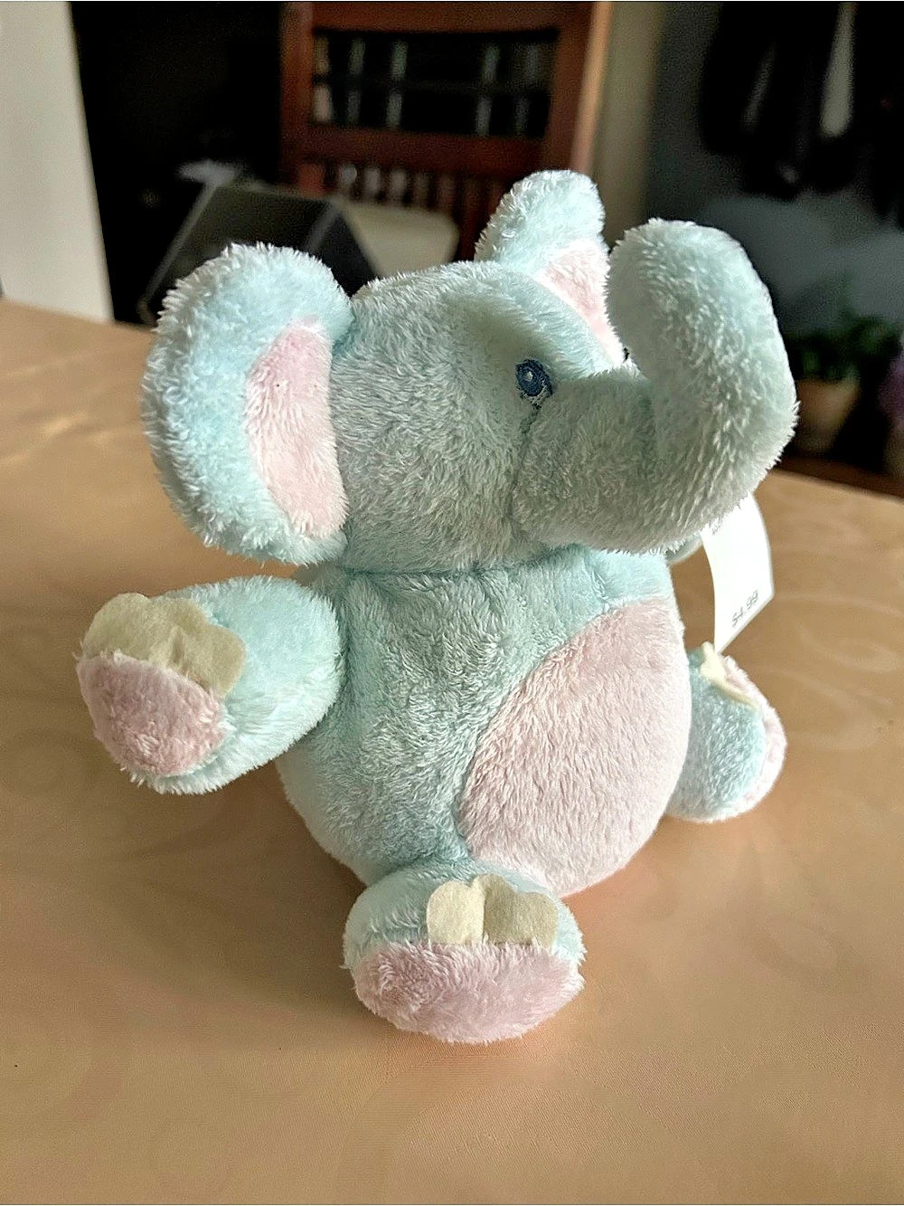 Just Friends Stuffed Elephant Plush Green & Pink NWT - 1999 Vintage.